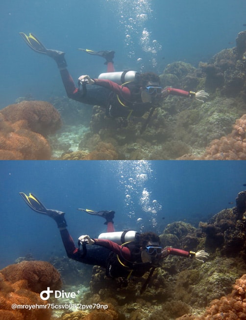 color correction in diving photos