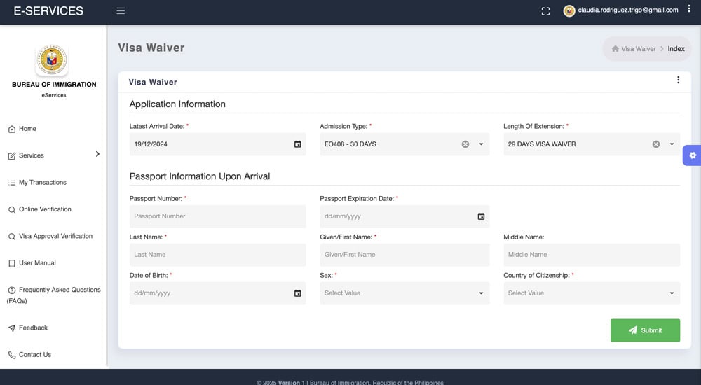Visa Waiver in the visa extension to the Philippines