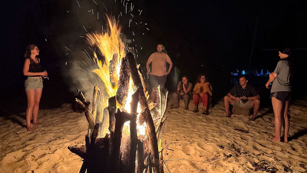 bonfire on a remote island