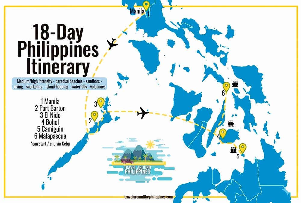 18 Days in the Philippines map